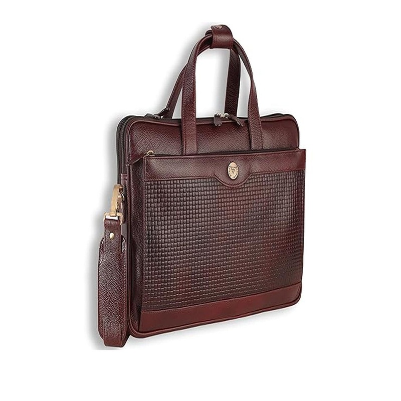 Steve Jhonson Men Textured Leather Laptop Bag