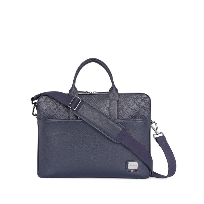 Tommy Hilfiger Unisex Colourblocked Leather Laptop Bag