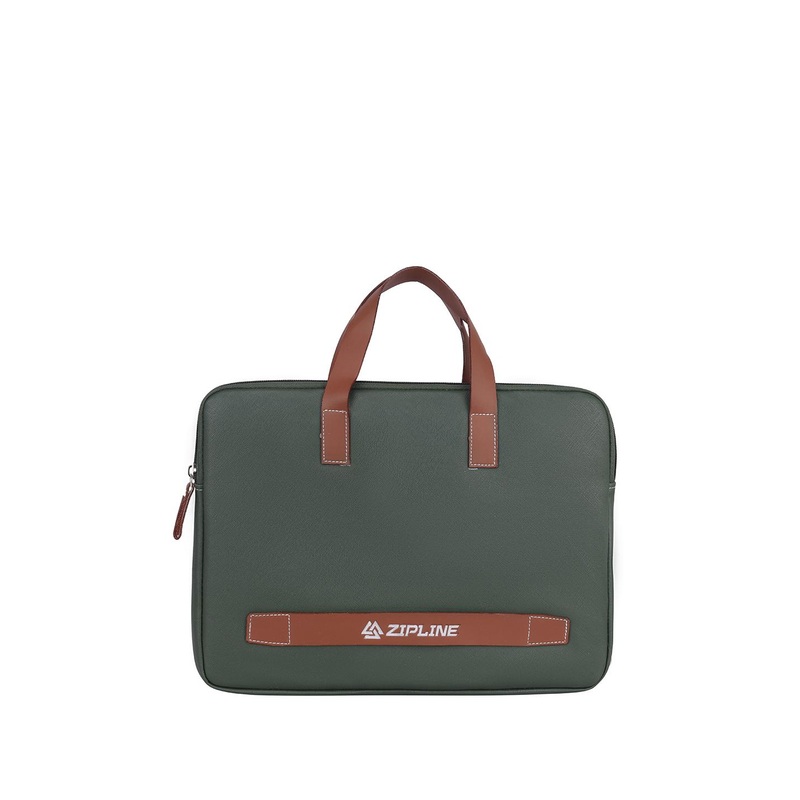 ZIPLINE Unisex Polo Grn Leather Laptop Bag