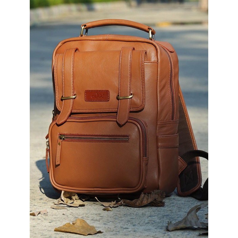 Celtic Unisex Solid Leather Camera Bag with Zip Closure