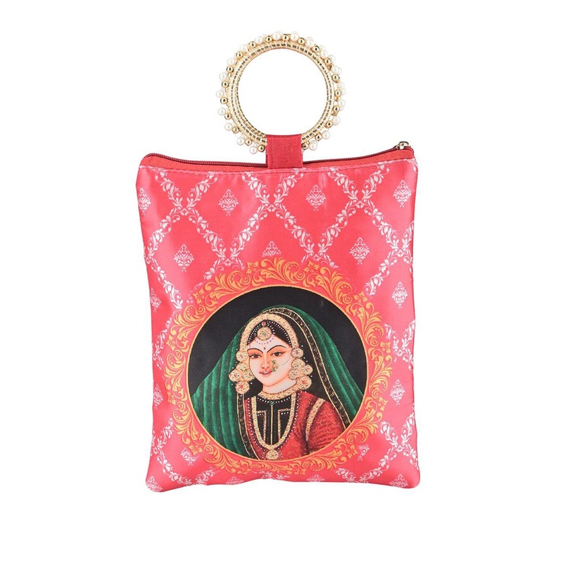 Kuber Industries 2 Pcs Silk Small Printed Shopper Handheld Bag with Quilted