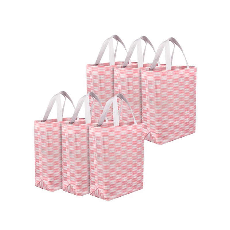 Kuber Industries Set of 6 Geometric Printed Shopper Handheld Bag