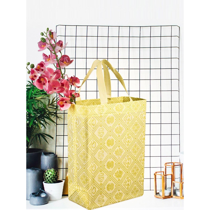 Kuber Industries Set of 9 Printed Shopper Cut Work Handheld Bag