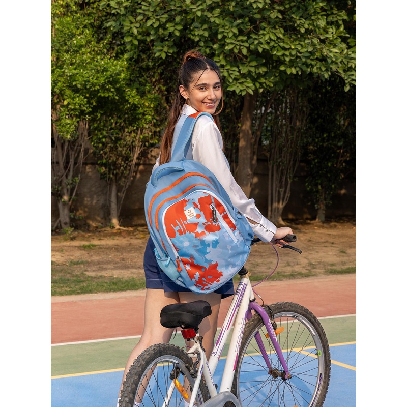 Nasher Miles Biology Laptop Backpack 45 Liters Polyester with Raincover (Blue Orange)