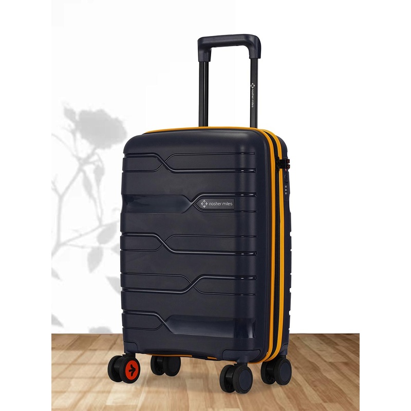 Nasher Miles Cannes Polypropylene Navy Blue Yellow 20 inch Trolley bag (S)