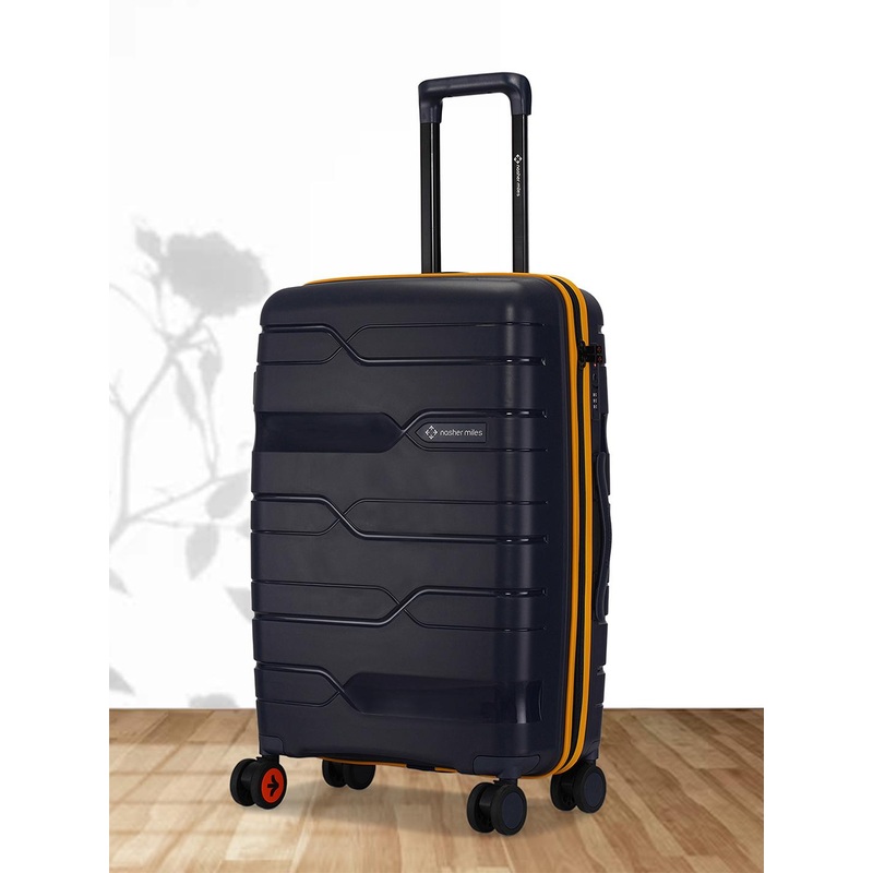 Nasher Miles Cannes Polypropylene Navy Blue Yellow 24 inch Trolley bag (M)
