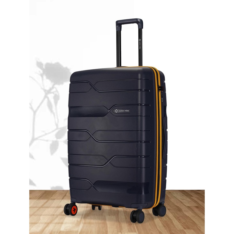 Nasher Miles Cannes Polypropylene Navy Blue Yellow 28 inch Trolley bag (L)