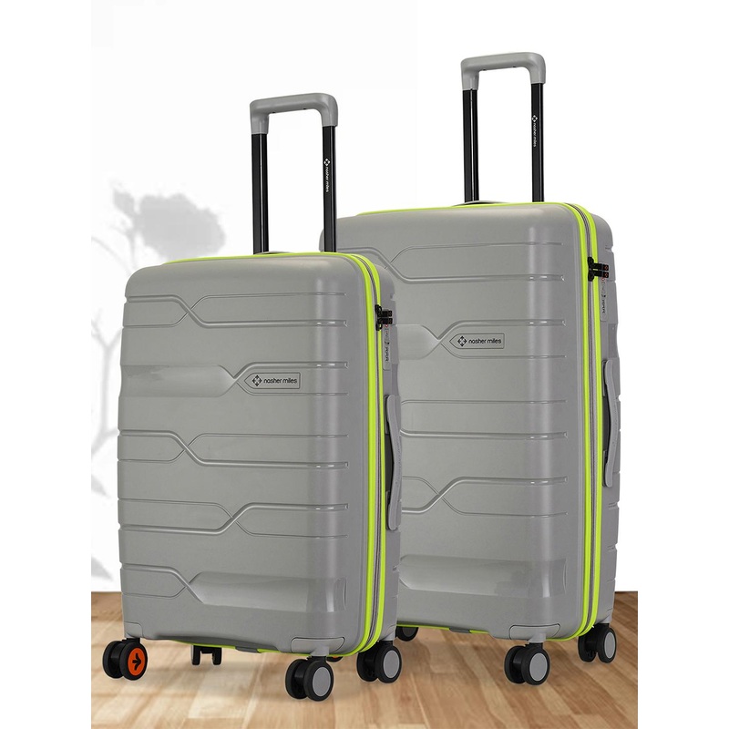 Nasher Miles Cannes Set Of 2 Textured Hard-Sided Medium & Large Trolley Suitcase