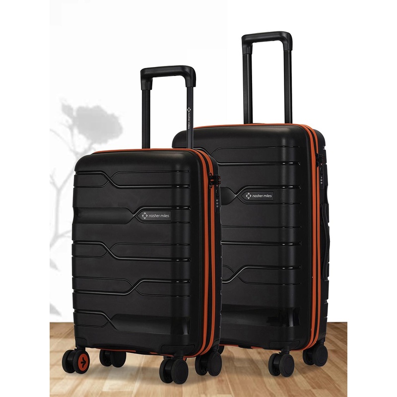 Nasher Miles Cannes Set Of 2 Textured Hard-Sided Small & Medium Trolley Suitcase