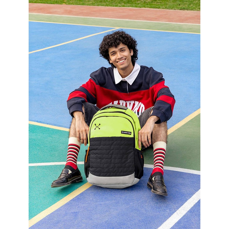 Nasher Miles Coding Laptop Backpack 31 Liters Polyester with Raincover (Green Black)