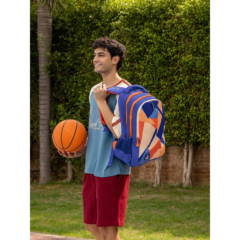 Nasher Miles Modern Art Laptop Backpack 45 Liters Polyester with Raincover (Blue)