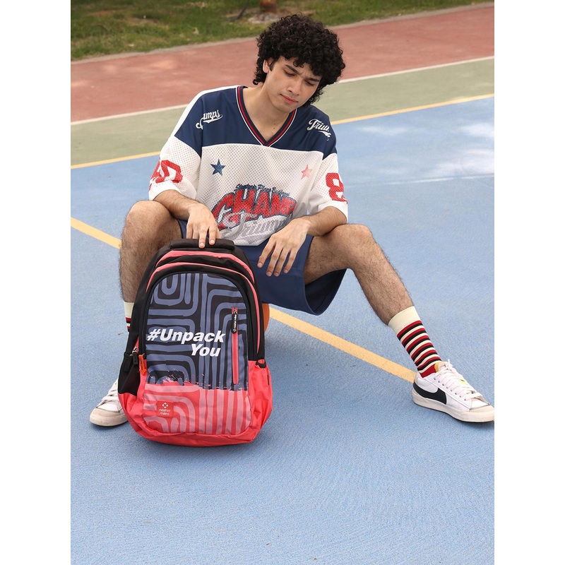 Nasher Miles Psychology Laptop Backpack 45 Liters Polyester with Raincover (Black Pink)