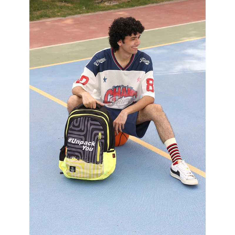 Nasher Miles Psychology Laptop Backpack 45 Liters Polyester with Raincover (Black Yellow)