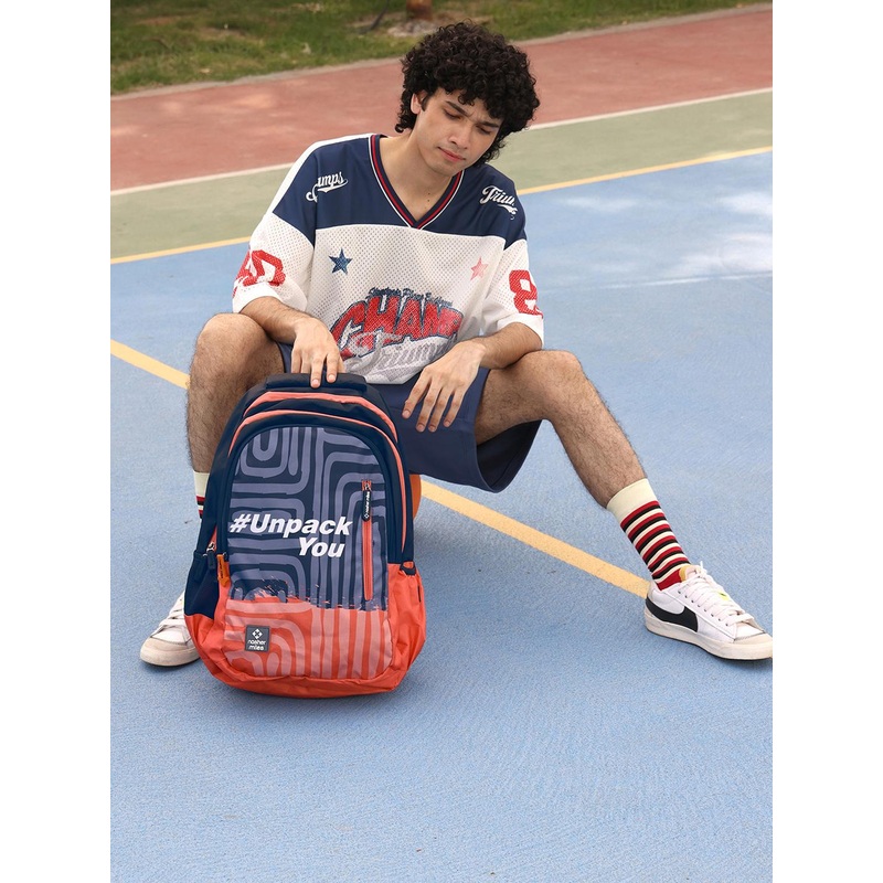 Nasher Miles Psychology Laptop Backpack 45 Liters Polyester with Raincover (Blue Orange)