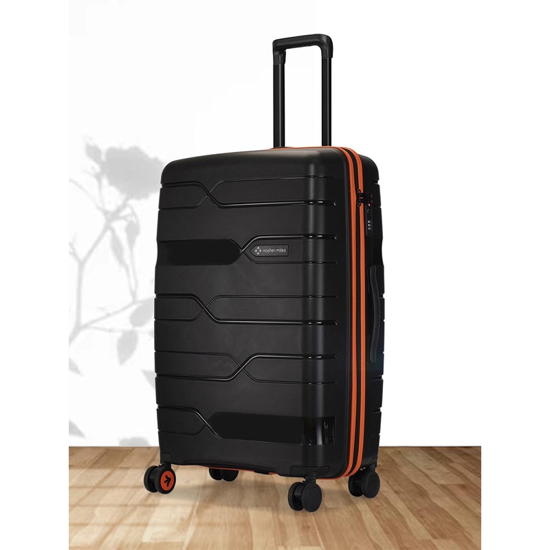 Nasher Miles Unisex Cannes Polypropylene Black Orange 28 inch Trolley bag (L)