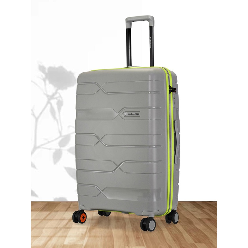 Nasher Miles Unisex Cannes Polypropylene Grey Neon Green 28 inch Trolley bag (L)
