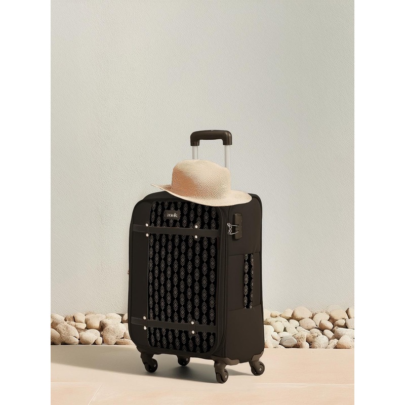 ZOUK Hyderabad Ikat Saira Trolley Bag – Black (Medium)