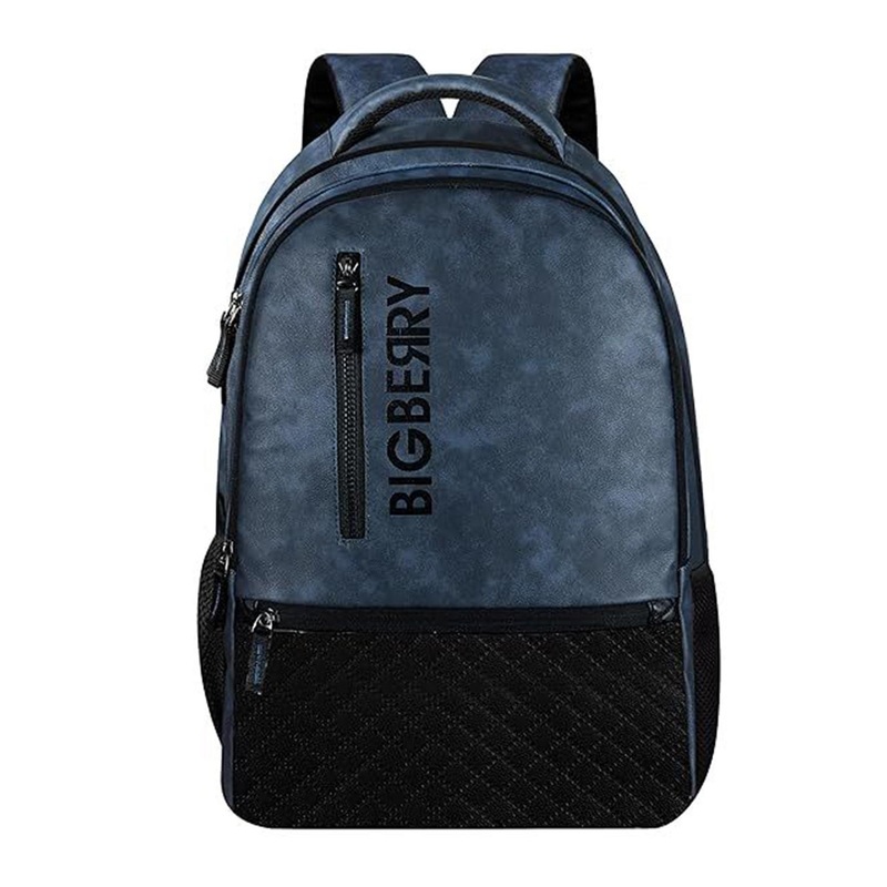 BIGBERRY Men Brand Logo Printed Leather Backpack