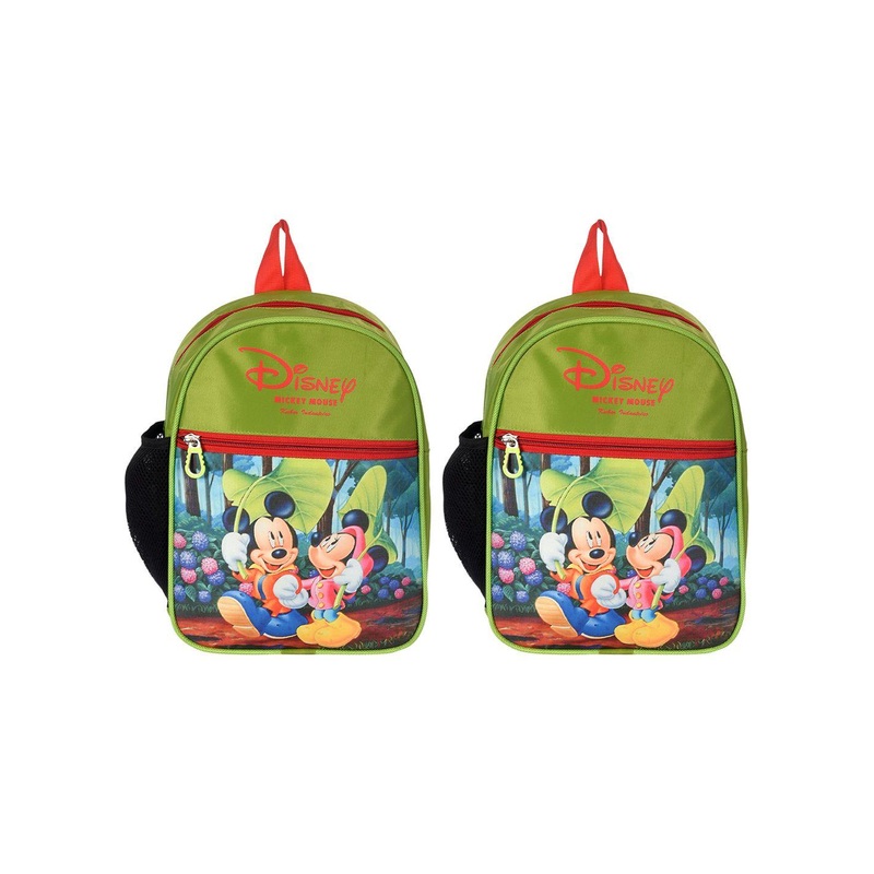 Kuber Industries Set of 2 Mickey & Minnie Print Rexine Portable School Bag Backpack