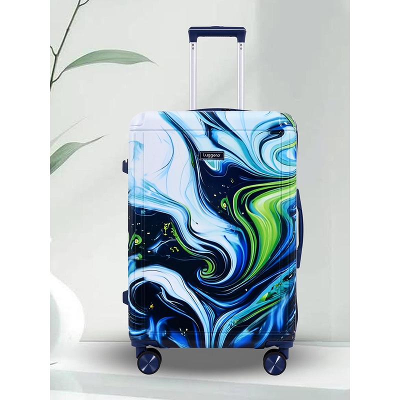 Luggero Printed Hard-Sided Large Trolley Suitcase
