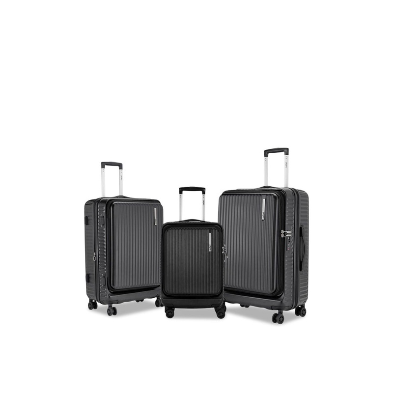 Safari Select Recoil Set Of 3 Black Top Open Polycarbonate with TSA Lock Trolley Bag