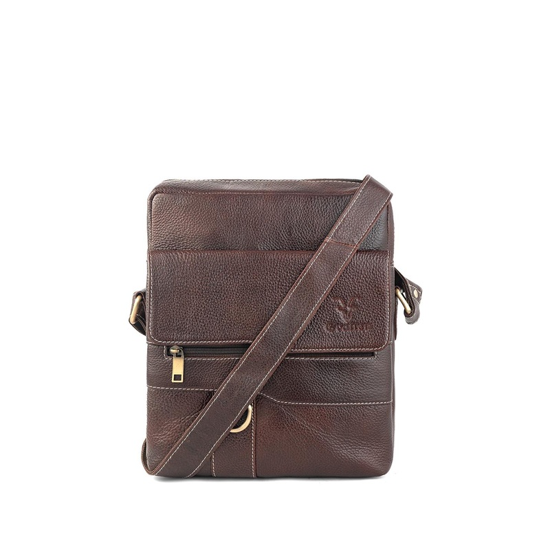 Goatter Men Textured Leather Messenger Bag