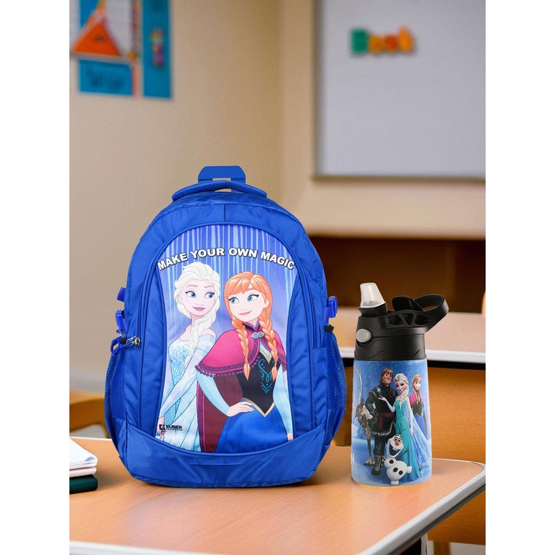 Kuber Industries combo set Unisex Disney Graphic  Blue school bag with sipper waterbottle