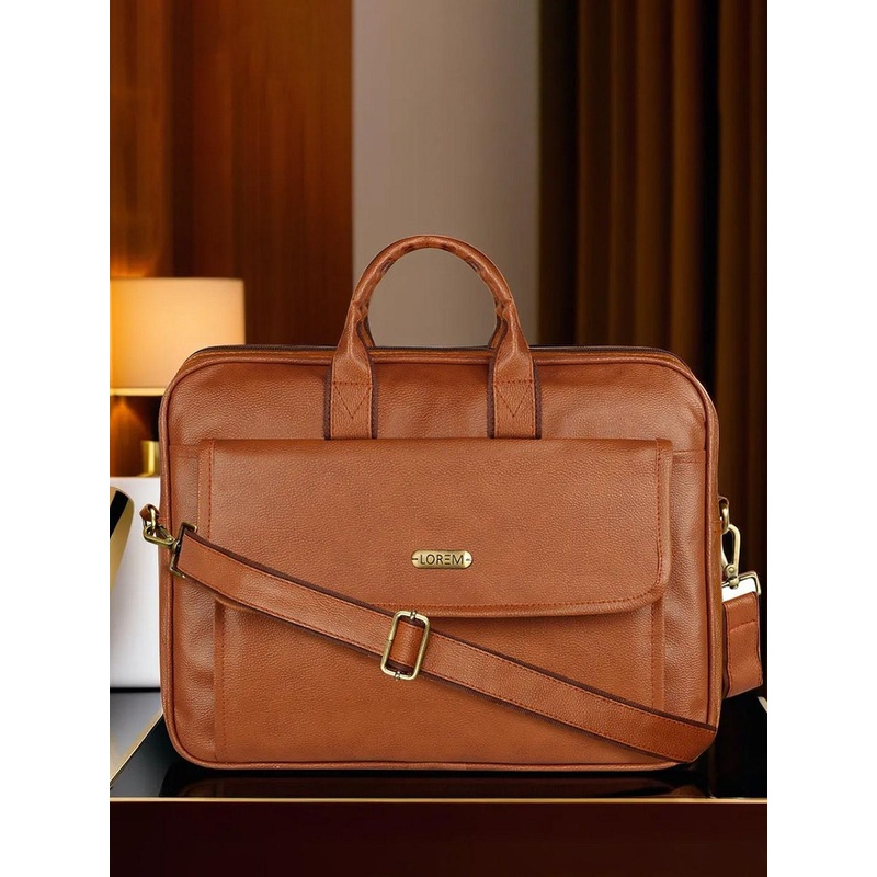 LOREM Glossy Men Textured Laptop Bag