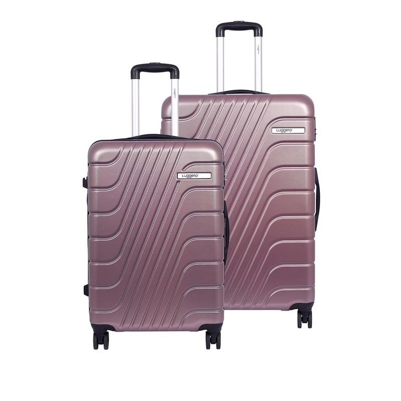 Luggero Eternal Set Of 2 Textured Hard Sided Trolley Suitcase