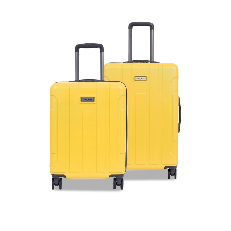 Luggero Set Of 2 Hard Sided Textured Medium & Cabin Trolley Bags