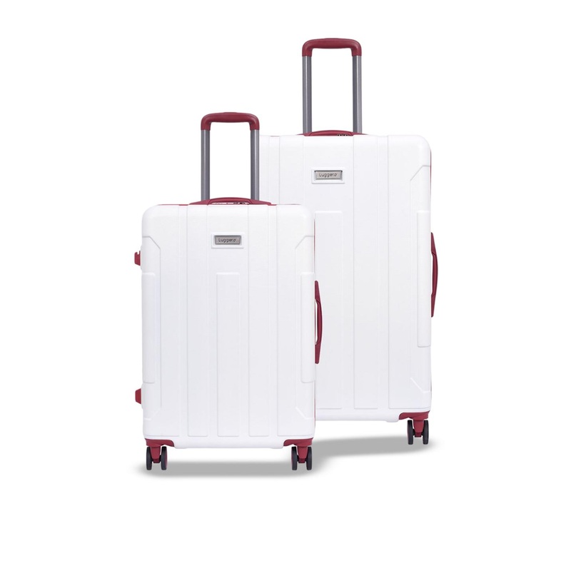 Luggero Set Of 2 Textured Hard-Sided Large & Medium Trolley Suitcases