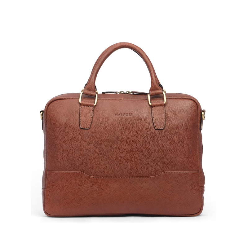 MAI SOLI Unisex Textured Leather Laptop Bag