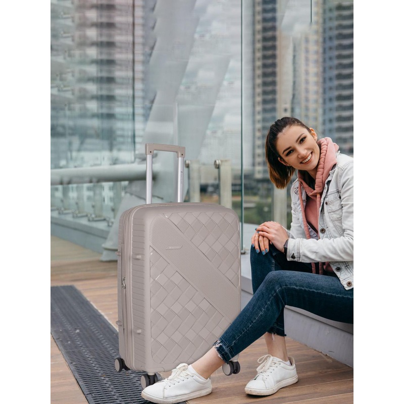 Polo Class Unisex Set Of 3 Textured Hard Sided Large Medium Cabin Trolley Bags