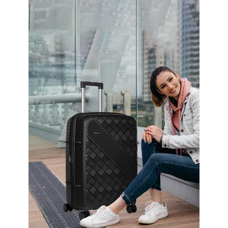 Polo Class Unisex Set Of 3 Textured Hard Sided Trolley Suitcase