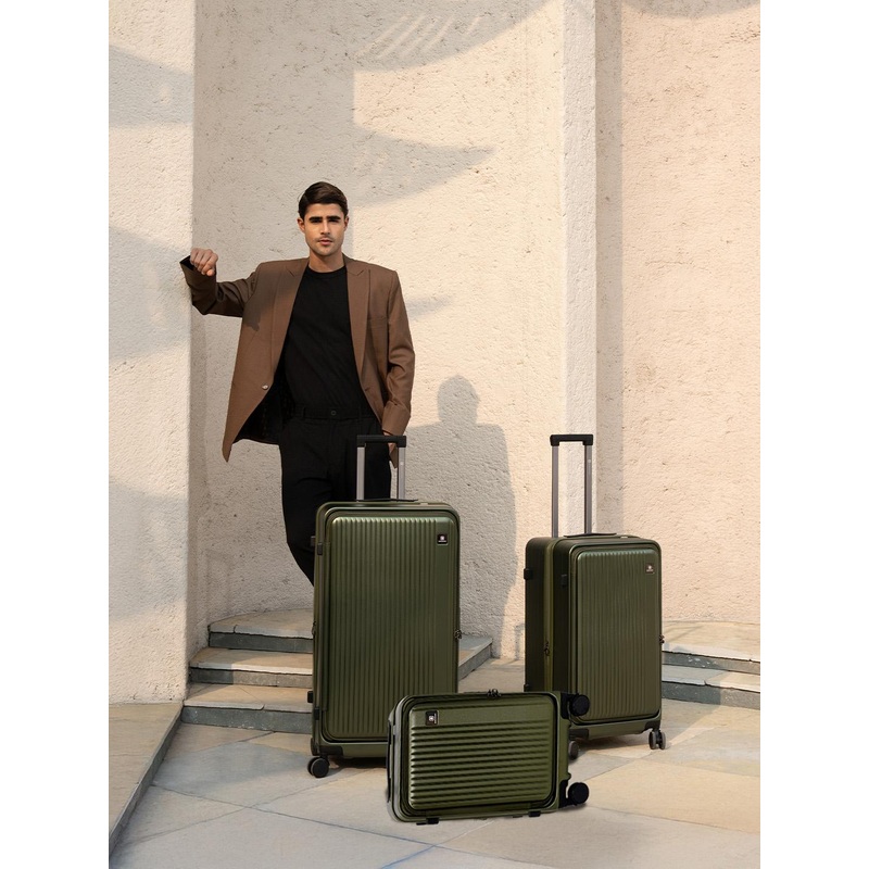 SWISS MILITARY Jade Hard Set Of 3 Textured Hard Sided Large Medium & Cabin Trolley Bags