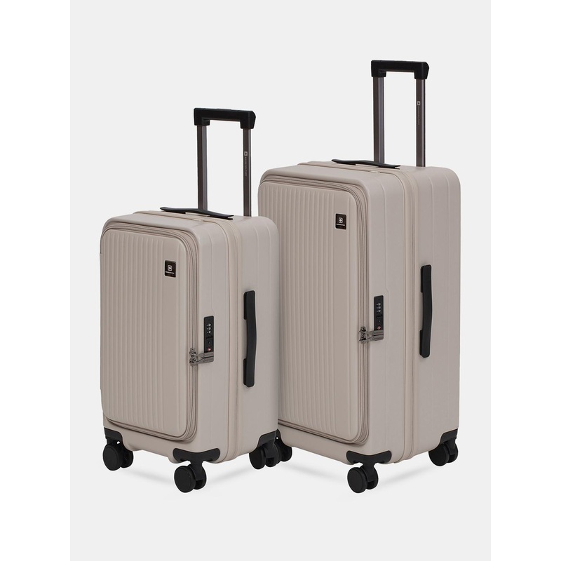 SWISS MILITARY JADE Unisex Hard Set Of 2 Textured Hard Sided Medium & Cabin Trolley Bags
