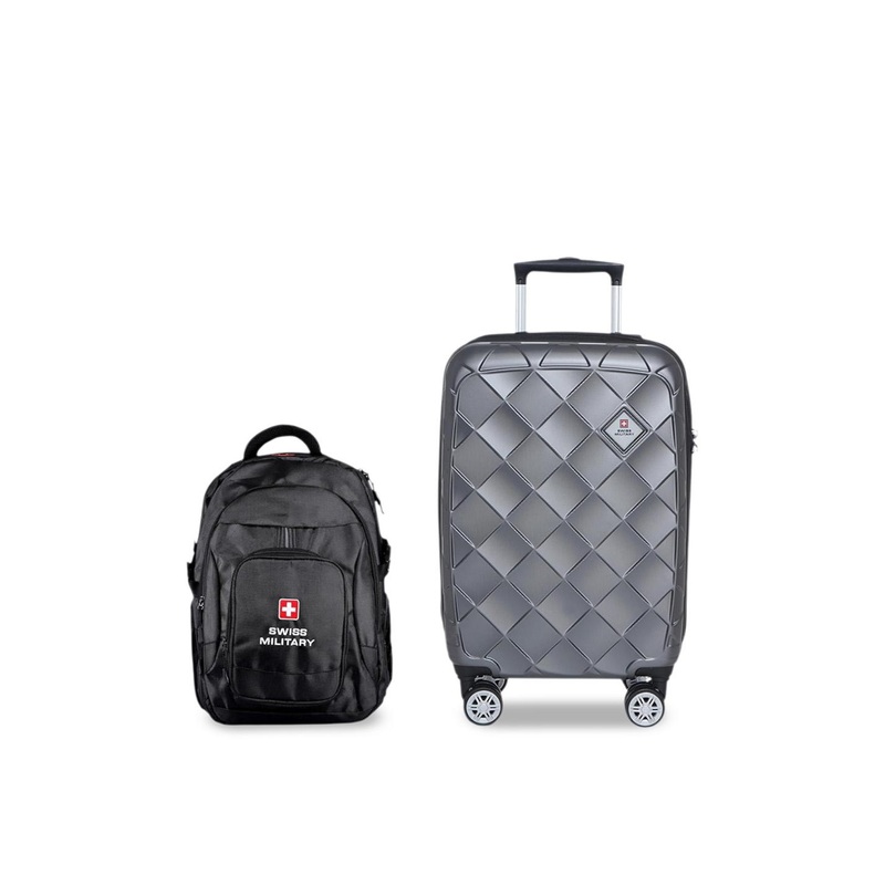 SWISS MILITARY Jupitor Set Of 2 Textured Hard-Sided Trolley Bag & Laptop Backpack