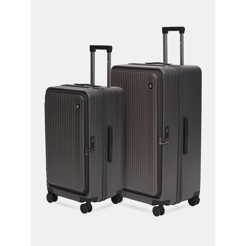 SWISS MILITARY Unisex  Jade Hard Set Of 2 Textured Hard Sided Large & Medium Trolley Bags