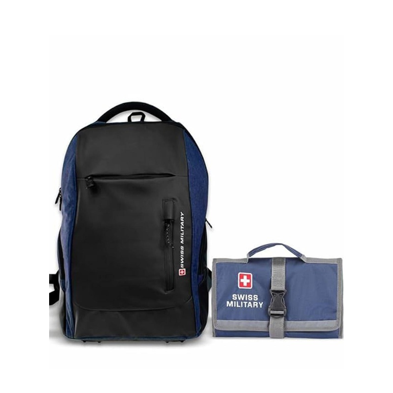 SWISS MILITARY Unisex Laptop Backpack With USB Charging Port & Toiletry Bag