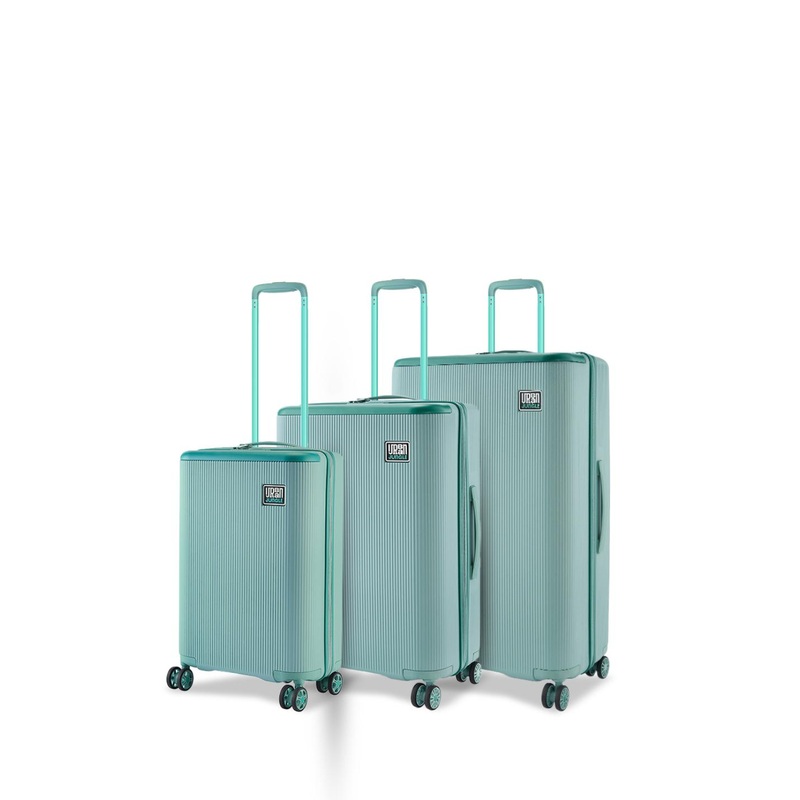 Urban Jungle By Safari Set of 3 Olive Light Weight Hardside Trolley Polycarbonate Suitcase