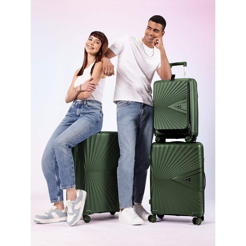 WROGN Unisex Set of 3 Hard Shell Trolley Suitcases