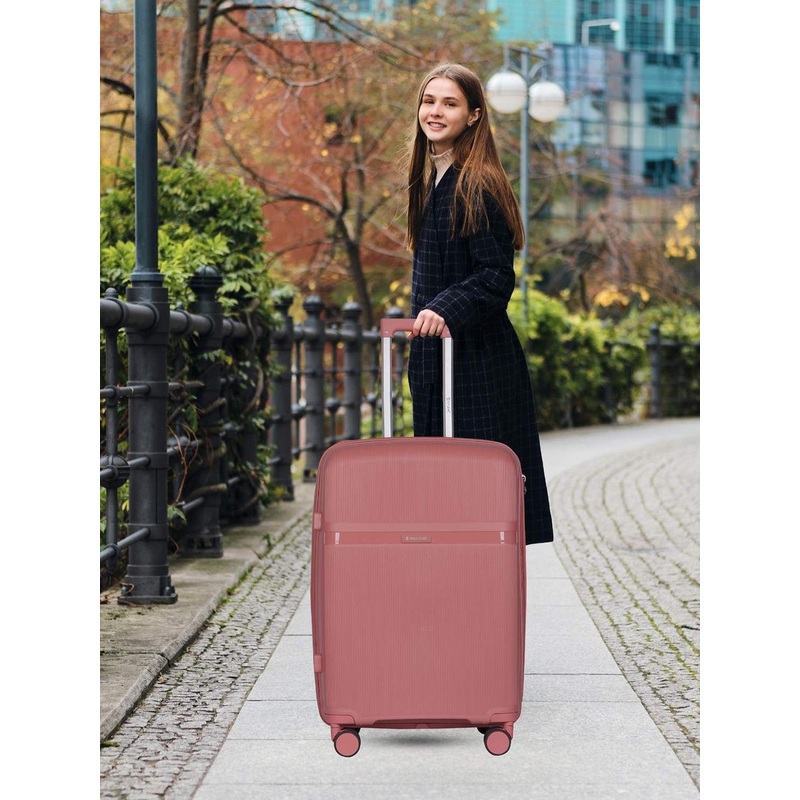 Polo Class Pack of 2 Textured Hard Sided Medium Trolley Bag With Vanity