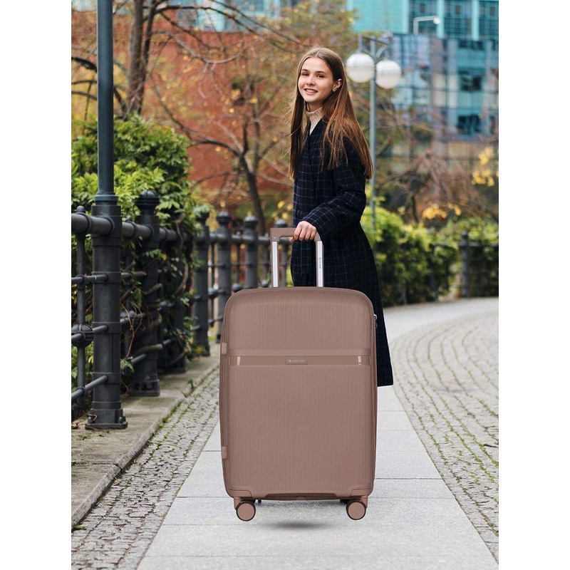 Polo Class Textured Hard Sided Cabin Trolley Bag With Vanity