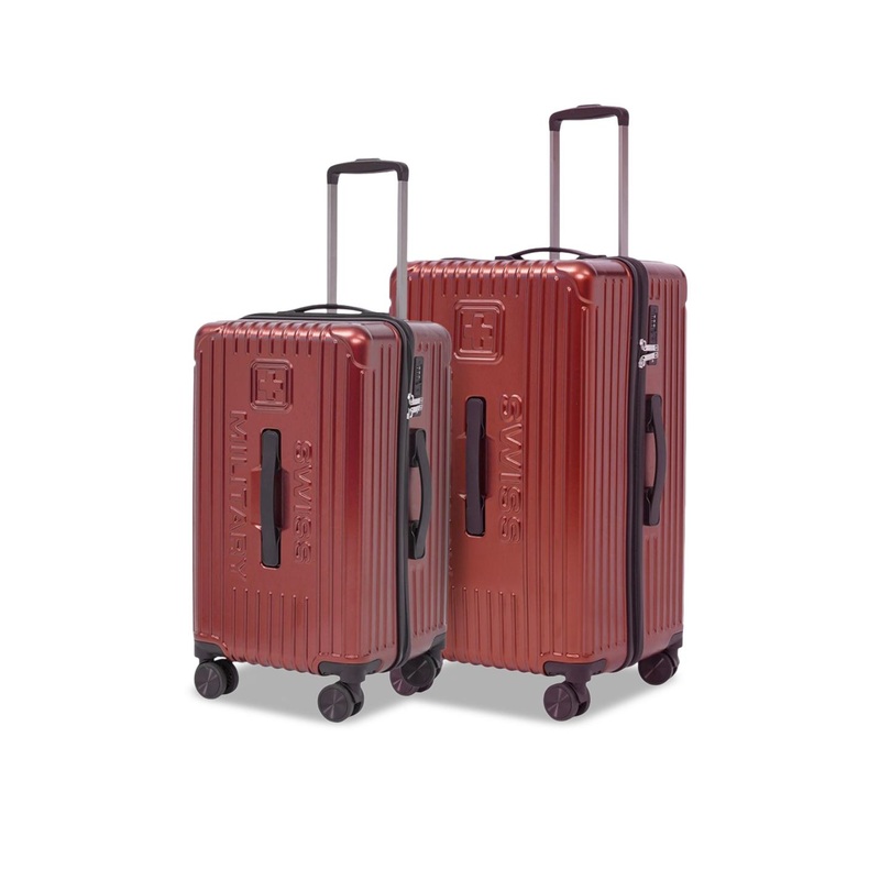SWISS MILITARY Set Of 2 Textured Cuboid Hard-Sided Trolley Bag