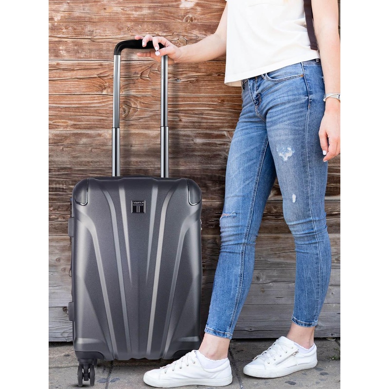 Timus Hard Luggage Hard Sided Cabin Trolley Suitcase