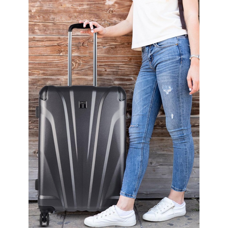 Timus Hard Luggage Hard Sided Medium Trolley Suitcase