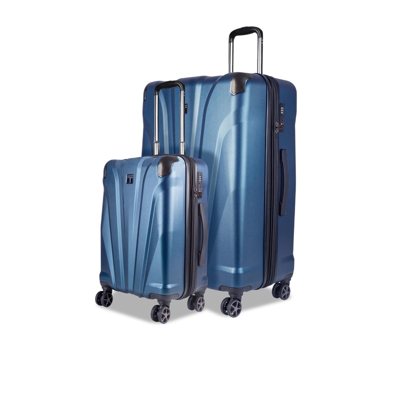 Timus Hard Luggage Pack Of 2 Textured Hard Sided Trolley Suitcase