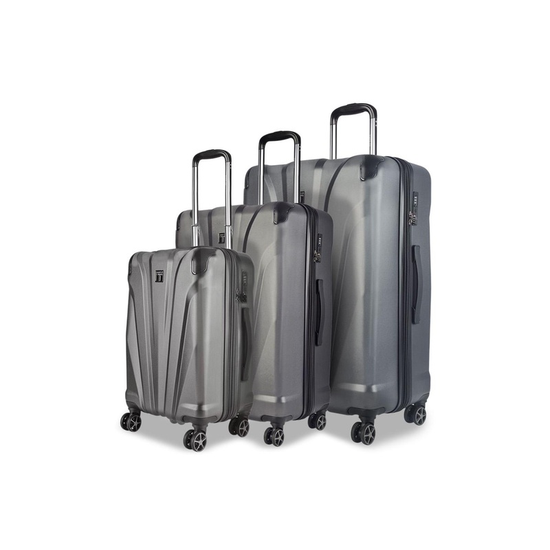 TIMUS Hard Luggage Set Of 3Textured Hard-Sided Trolley