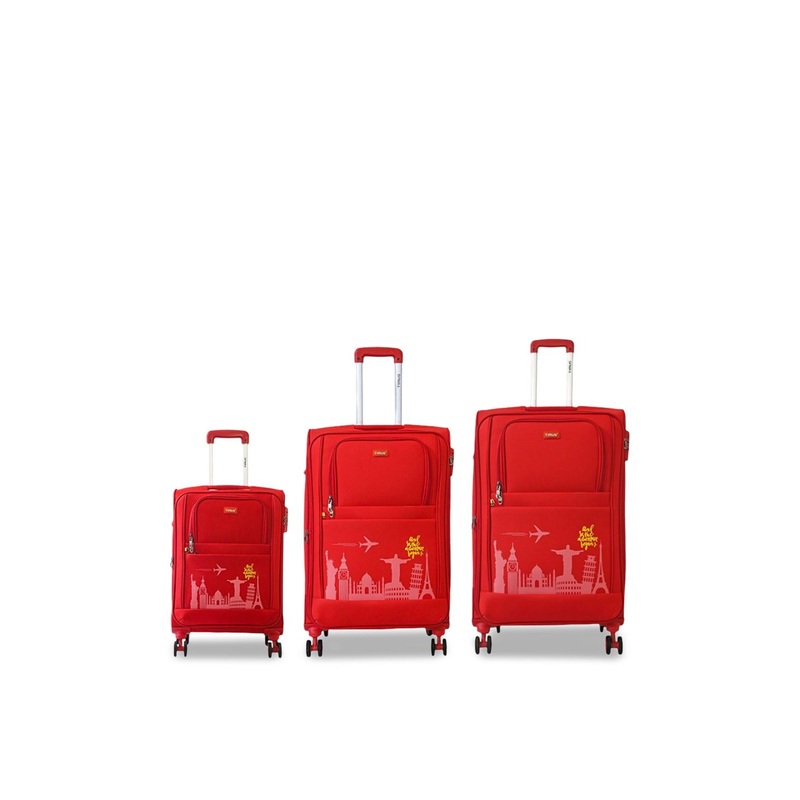 Timus Set Of 3 Salsa Plus Soft Luggage Printed Trolley Bag