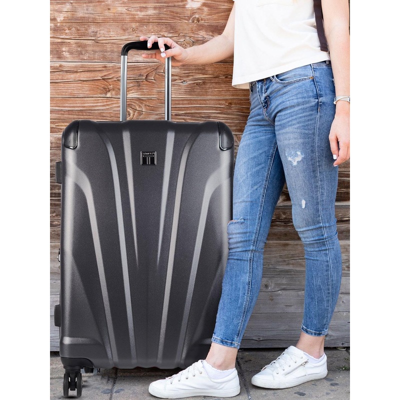 Timus Unisex Hard Luggage Hard Sided Large Trolley Suitcase